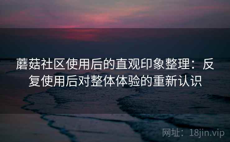 蘑菇社区使用后的直观印象整理:反复使用后对整体体验的重新认识 蘑菇社区使用后的直观印象整理:反复使用后对整体体验的重新认识