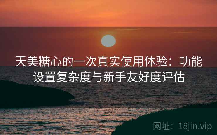 天美糖心的一次真实使用体验：功能设置复杂度与新手友好度评估